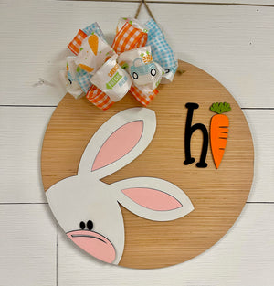 Bunny saying hi sign/door hanger.